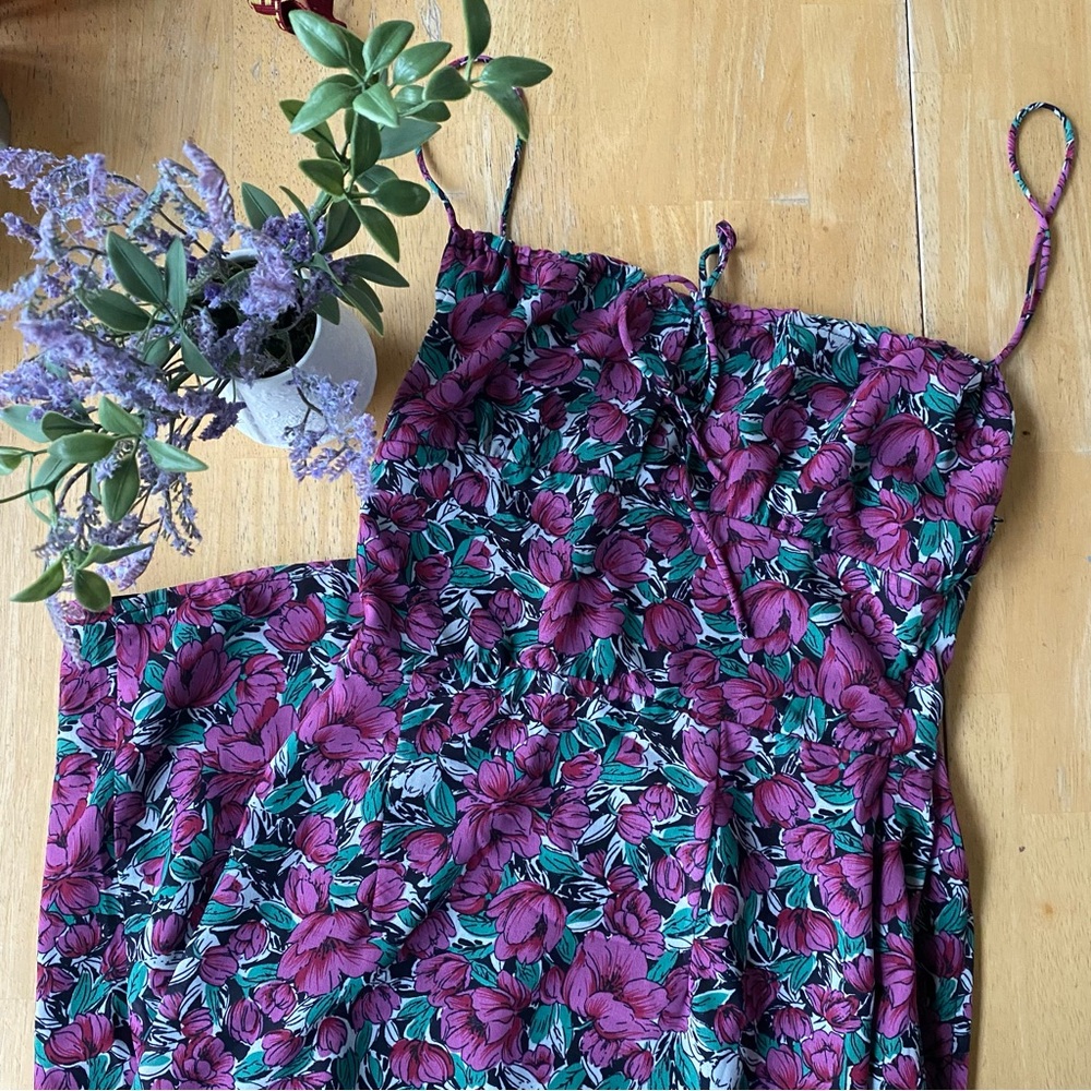 Purple Floral Midi Dress